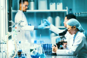 Ammonia production technology breakthrough showing laboratory catalyst research for fertilizer manufacturing