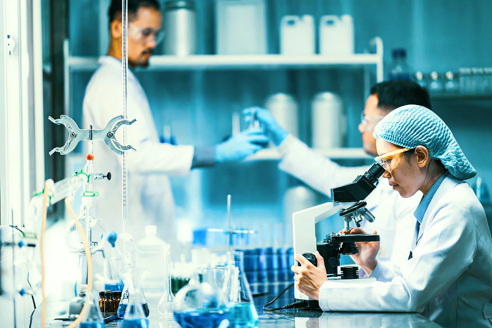 Ammonia production technology breakthrough showing laboratory catalyst research for fertilizer manufacturing